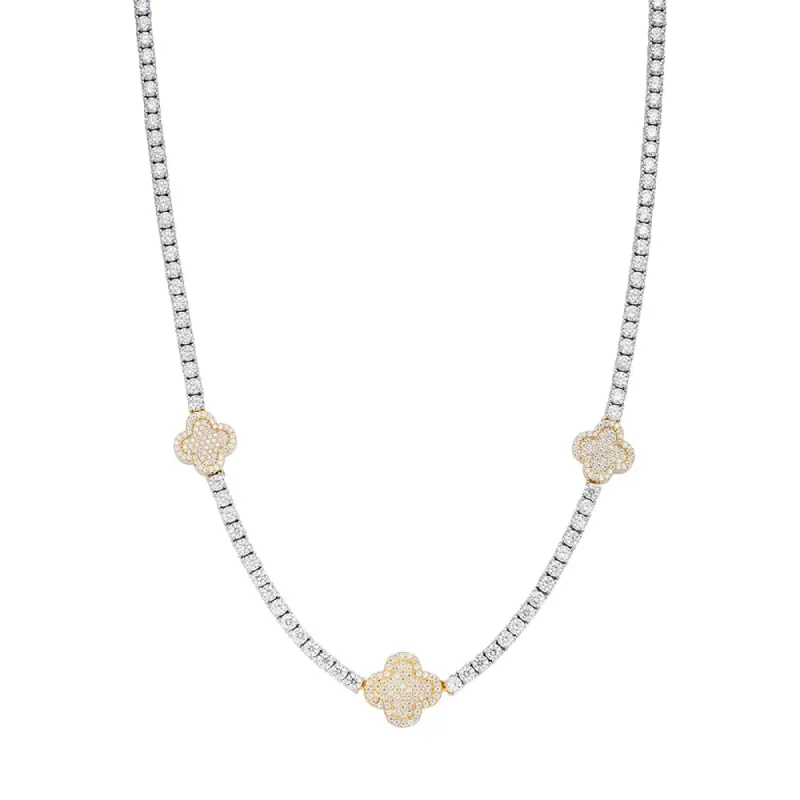 Tennis Clover Necklace Moissanite Womens 925 18" sold by Master Of Bling