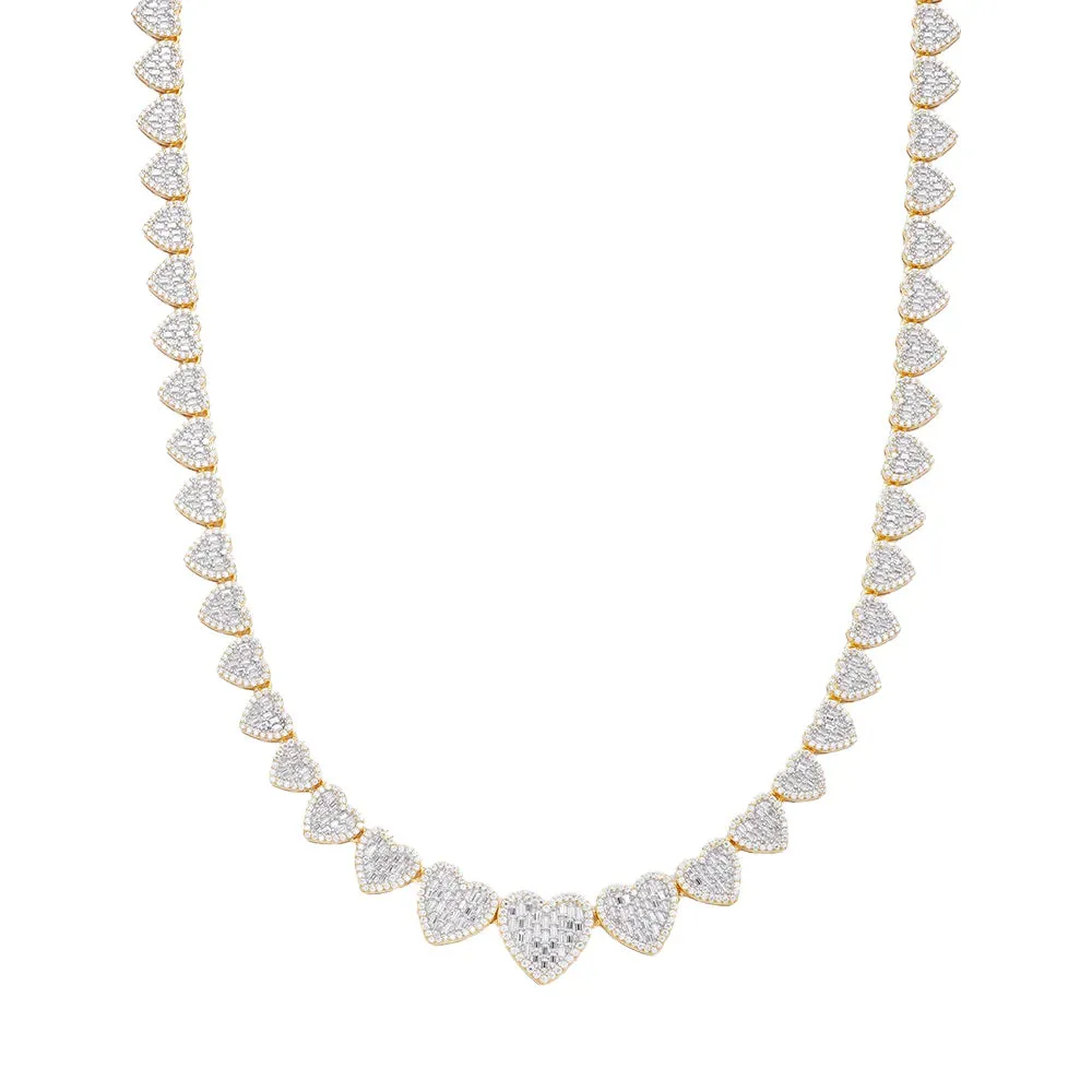 Womens Moissanite Heart Necklace 14k Gold Tone 925 sold by Master Of Bling