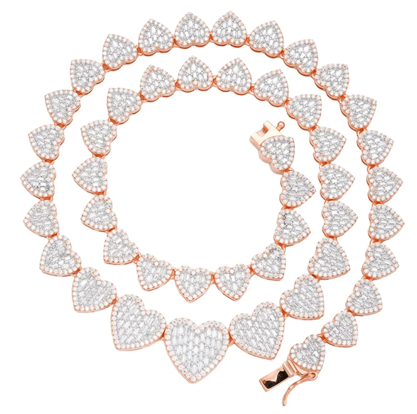 Womens Moissanite Heart Necklace Rose Gold 925 18" sold by Master Of Bling product image thumbnail 2