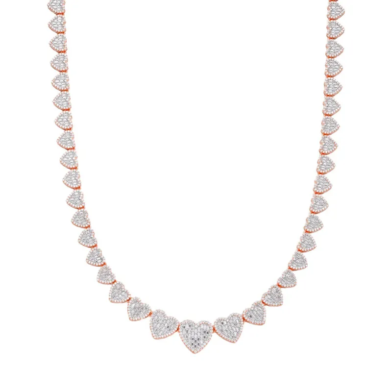 Womens Moissanite Heart Necklace Rose Gold 925 18" sold by Master Of Bling