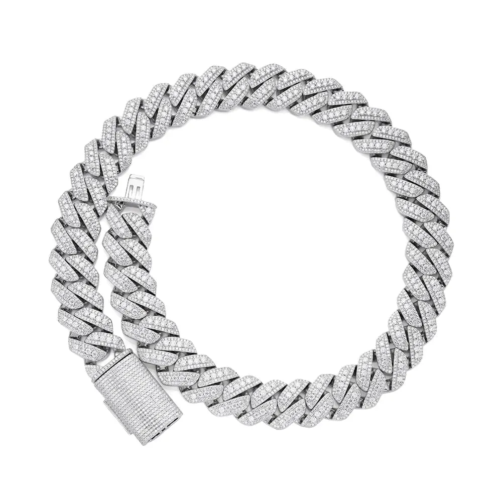 20mm Moissanite Prong Set Cuban Chain 925 Silver sold by Master Of Bling product image thumbnail 2