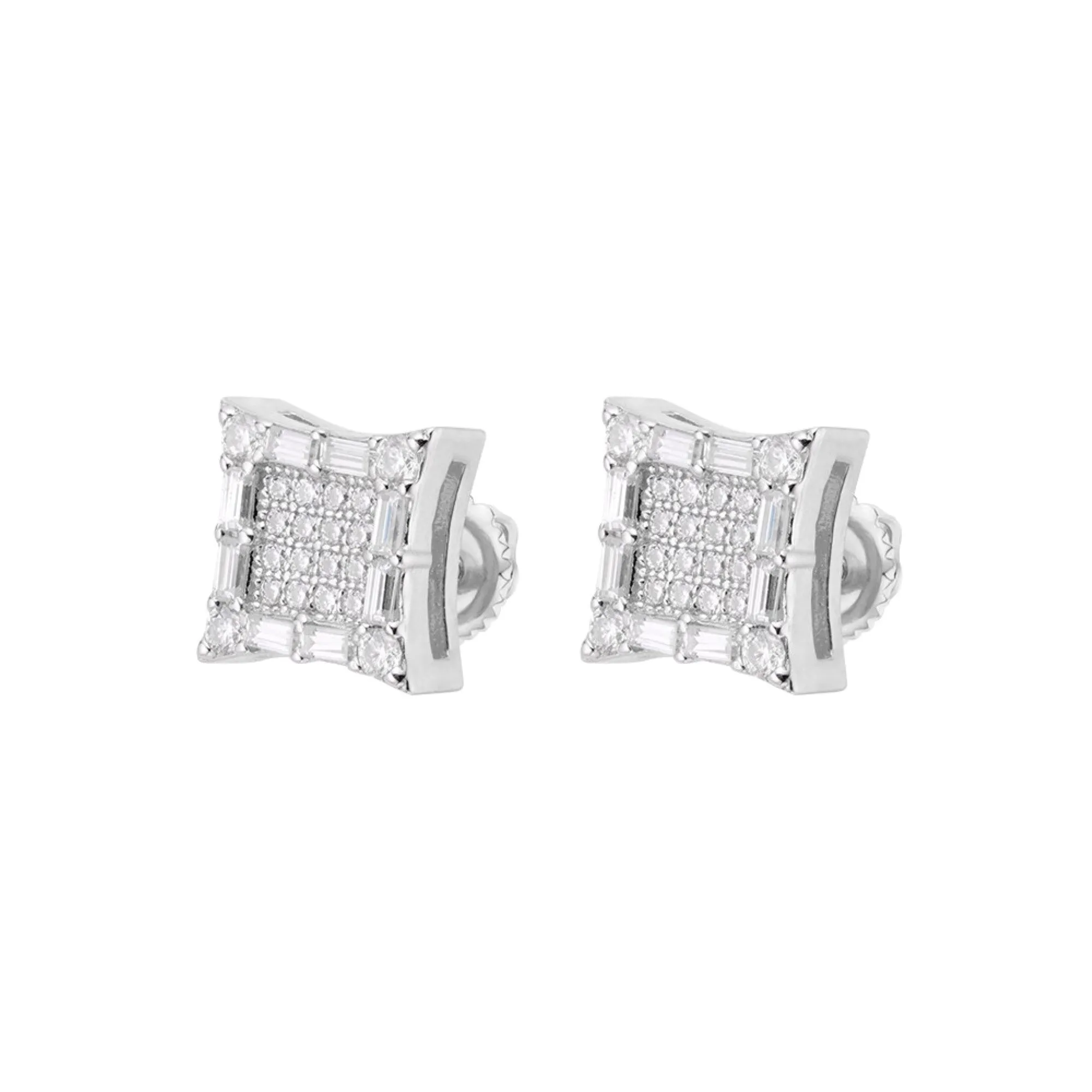S.Silver Moissanite Diamond Square Baguette Stud Earrings sold by Master Of Bling product image thumbnail 2