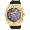 Men's Custom Gold Tone Bling Bezel Steel Silicone Band Watch sold by Master Of Bling
