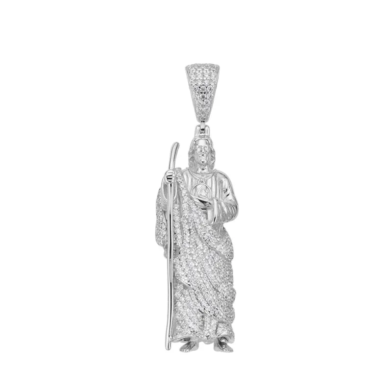 925 Silver Moissanite Jesus Pendant sold by Master Of Bling