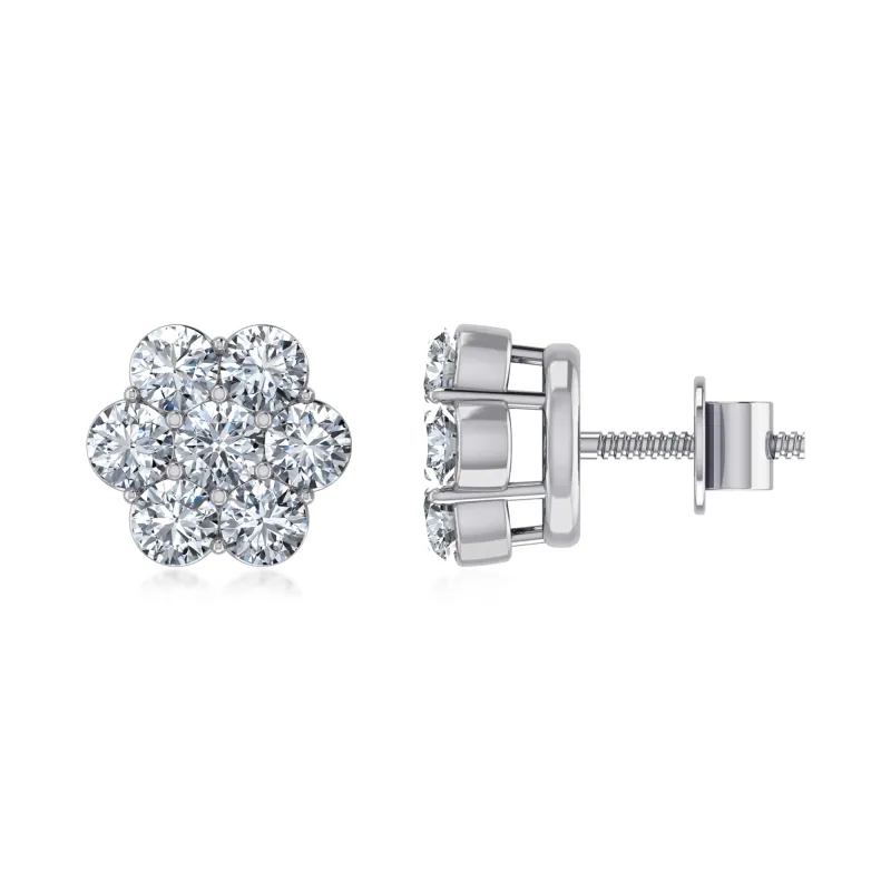 S.Silver Round Cz Flower Stud Earrings RP sold by Master Of Bling