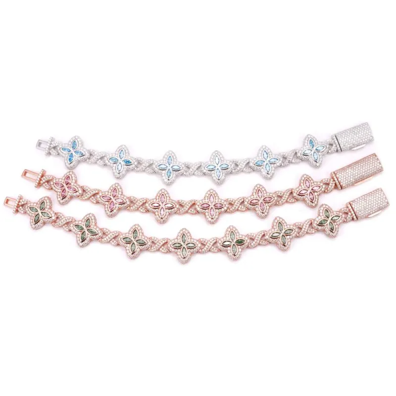 Moissanite Leaf Clover Infinity Link Bracelet 925 Silver sold by Master Of Bling