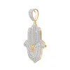Moissanite Hamsa Hand Silver Pendant 2 Tone Gold sold by Master Of Bling