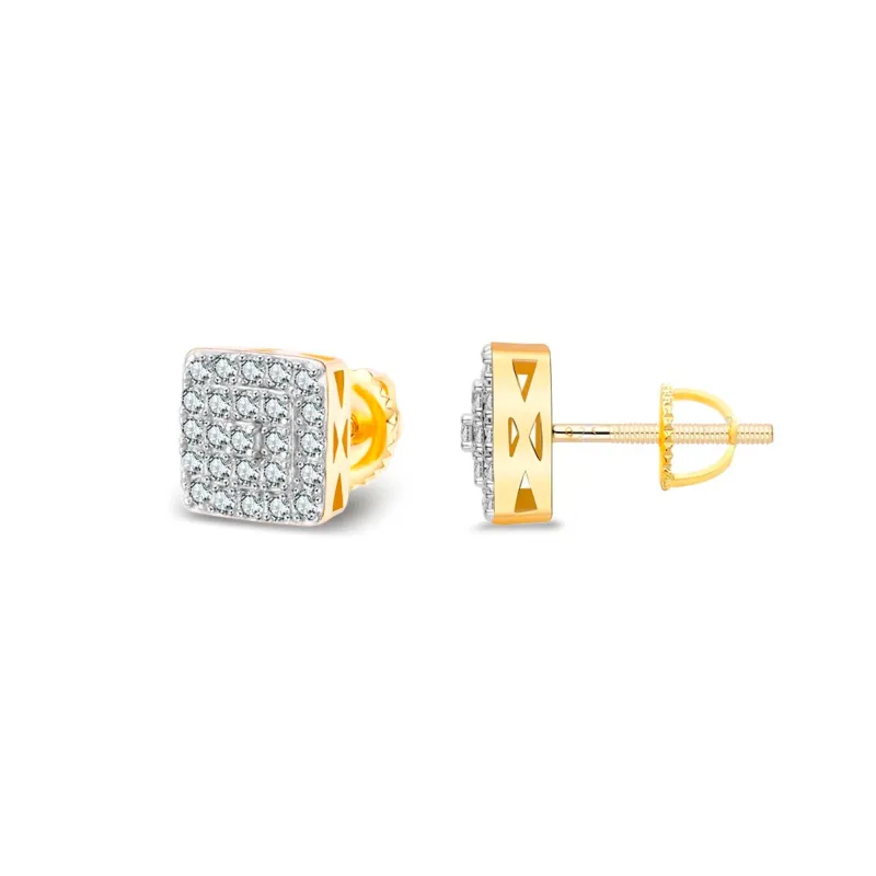 S.Silver Round Moissanite Square Shape Stud Earrings RP+GP 1/2 Cttw sold by Master Of Bling