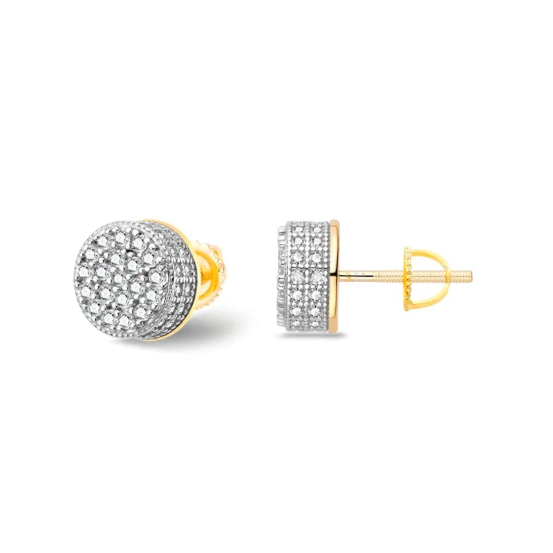 Moissanite 14k Gold Finish Round Earrings 925 Prong sold by Master Of Bling