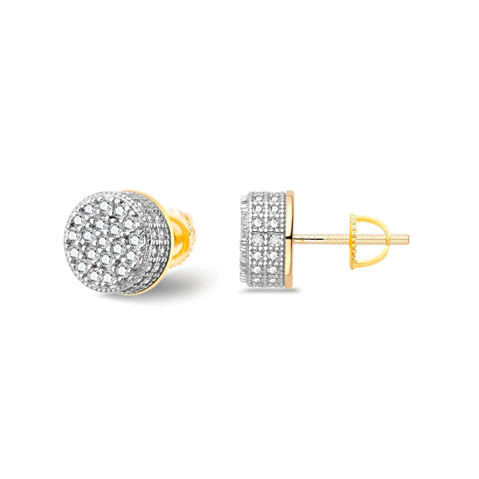 Moissanite 14k Gold Finish Round Earrings 925 Prong sold by Master Of Bling