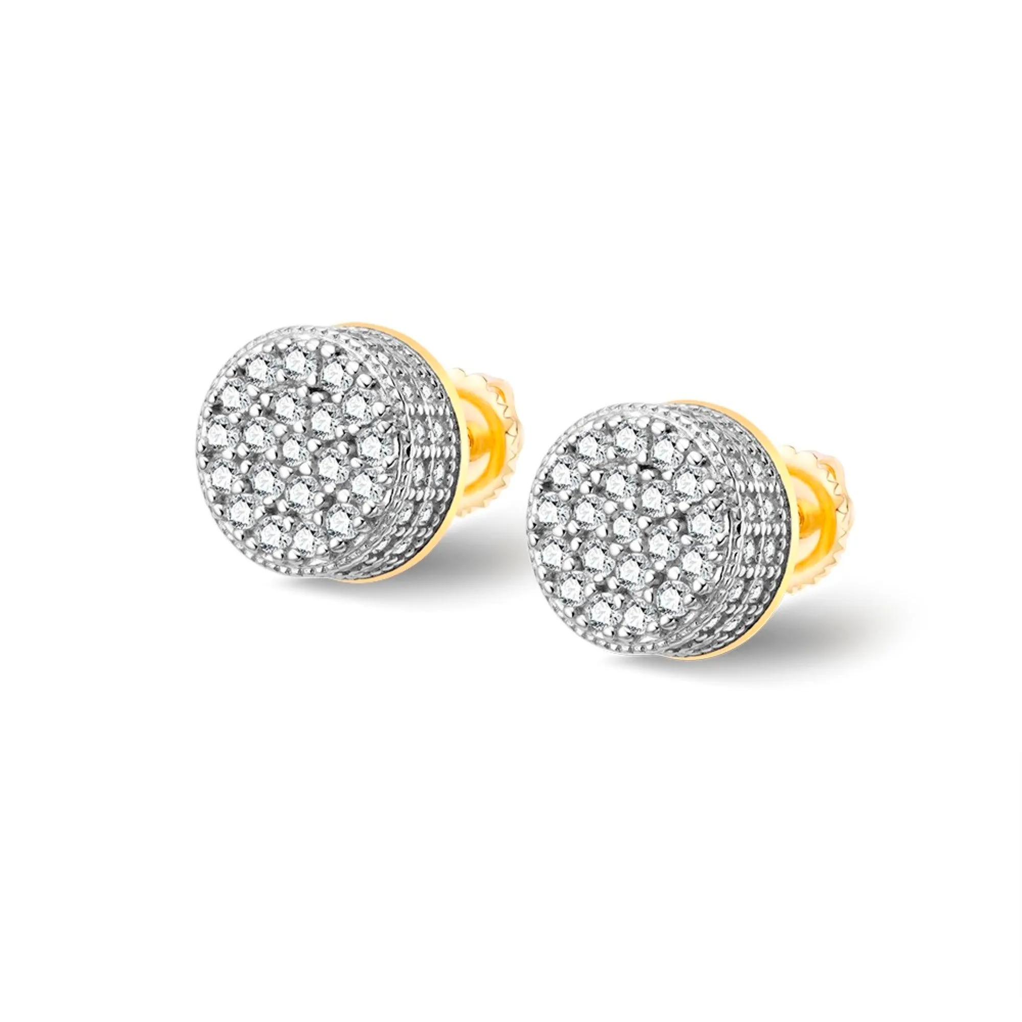 Moissanite 14k Gold Finish Round Earrings 925 Prong sold by Master Of Bling product image thumbnail 2