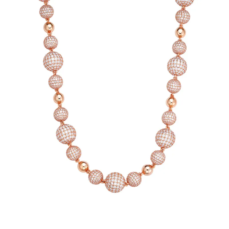 Moissanite 3D Bead Ball Chain Rose 925 Silver Designer sold by Master Of Bling