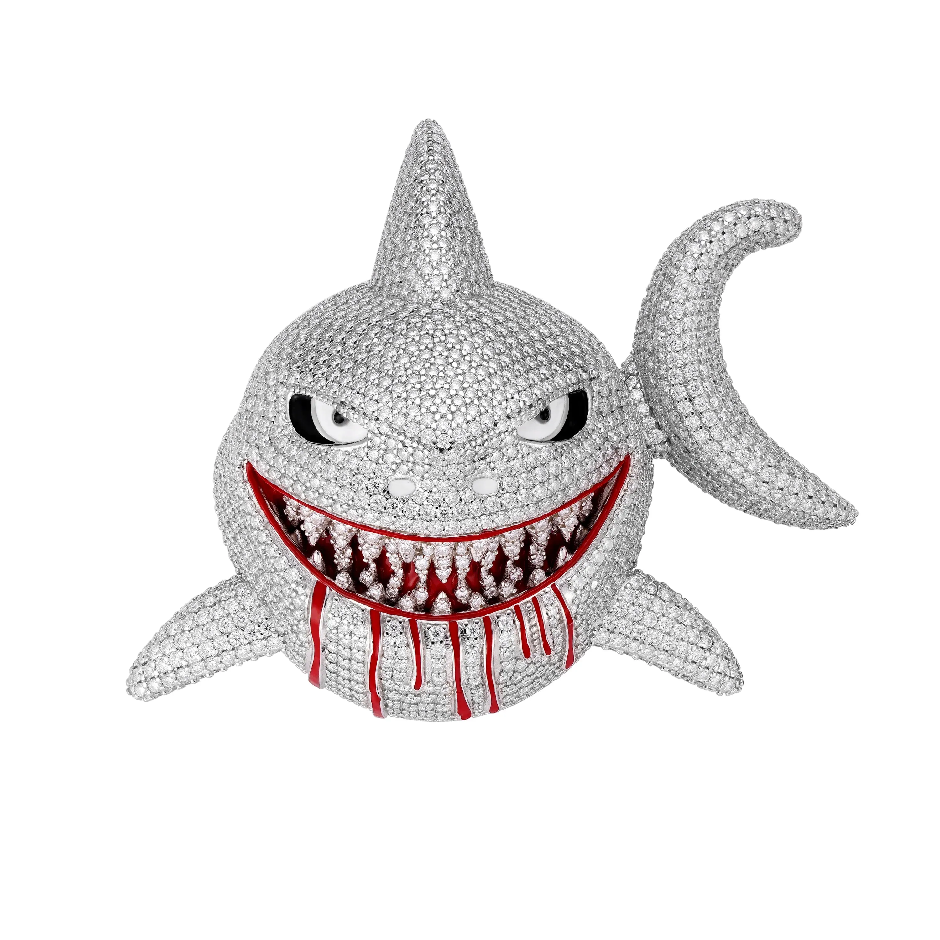 Moissanite Shark Pendant 3d Fish 925 Silver sold by Master Of Bling