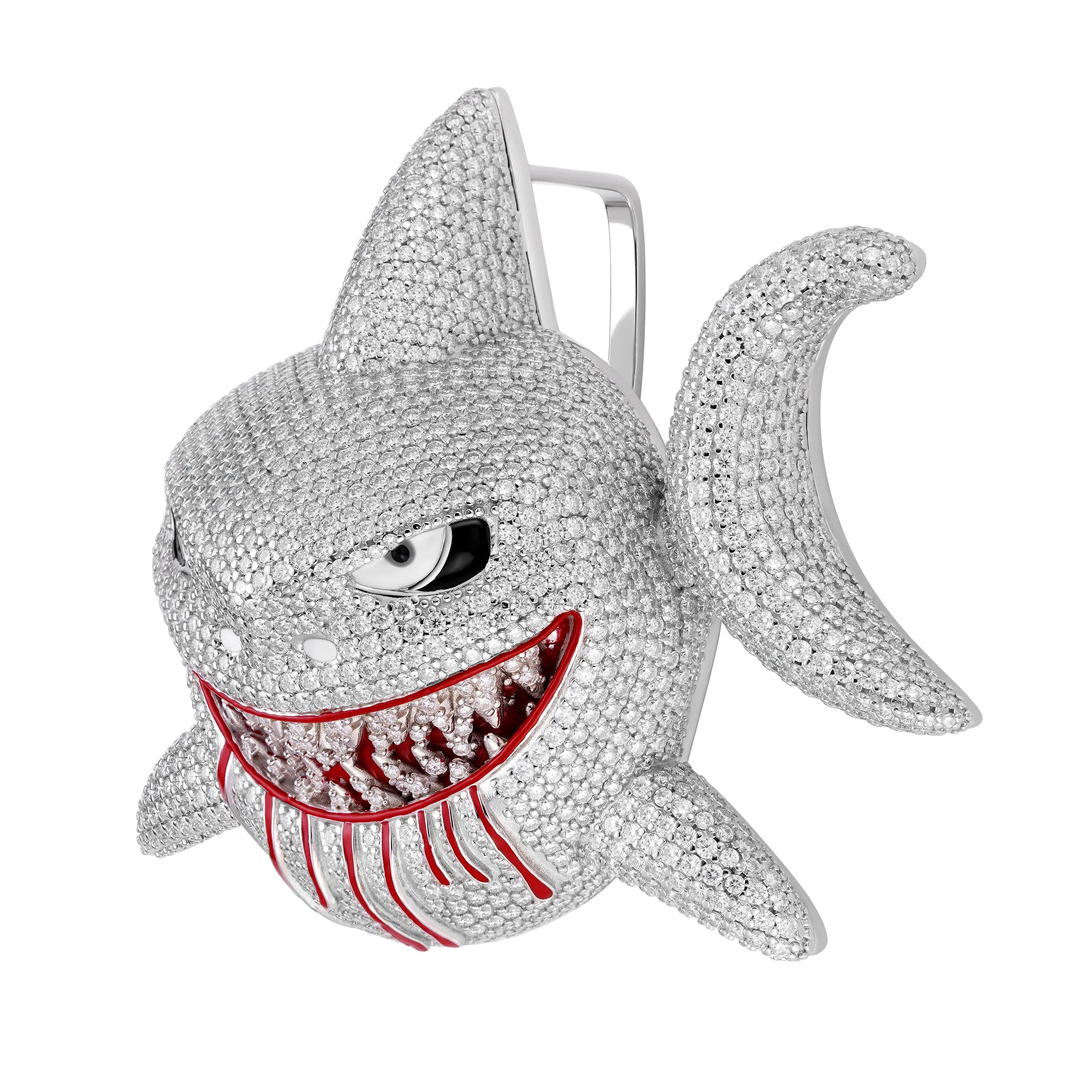 Moissanite Shark Pendant 3d Fish 925 Silver sold by Master Of Bling product image thumbnail 2