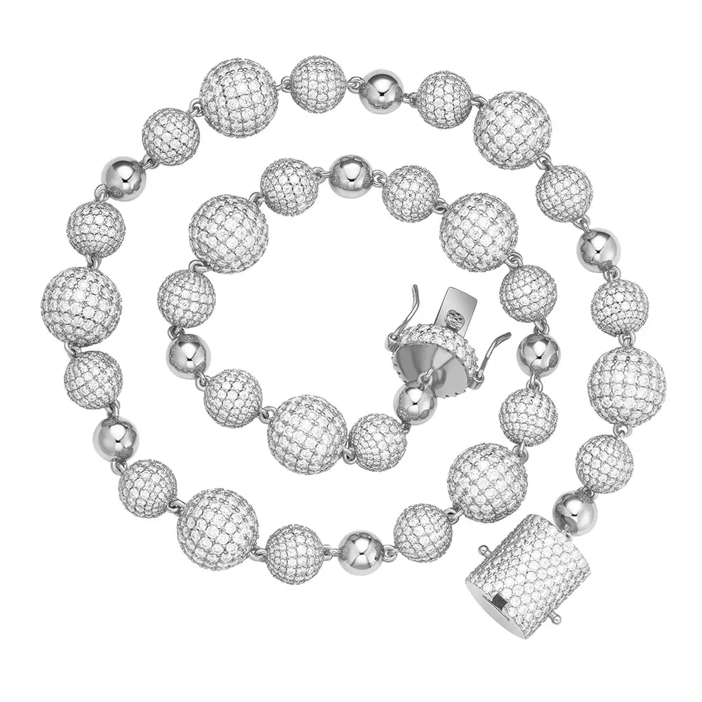 Custom Bead Ball Chain 15mm Silver Moissanite 105 Cts sold by Master Of Bling product image thumbnail 2