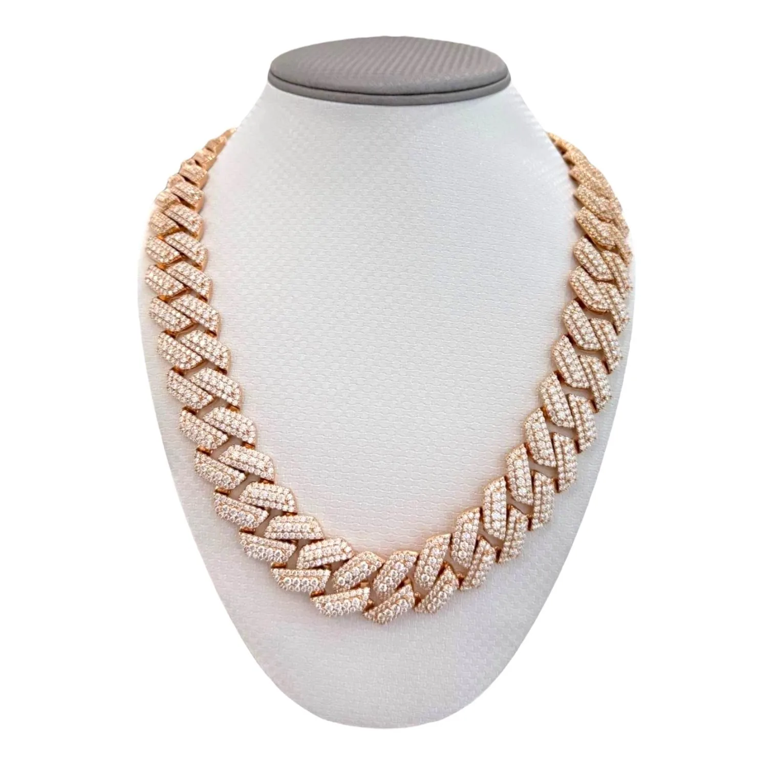 20mm Cuban Chain Moissanite Rose Gold On 925 sold by Master Of Bling