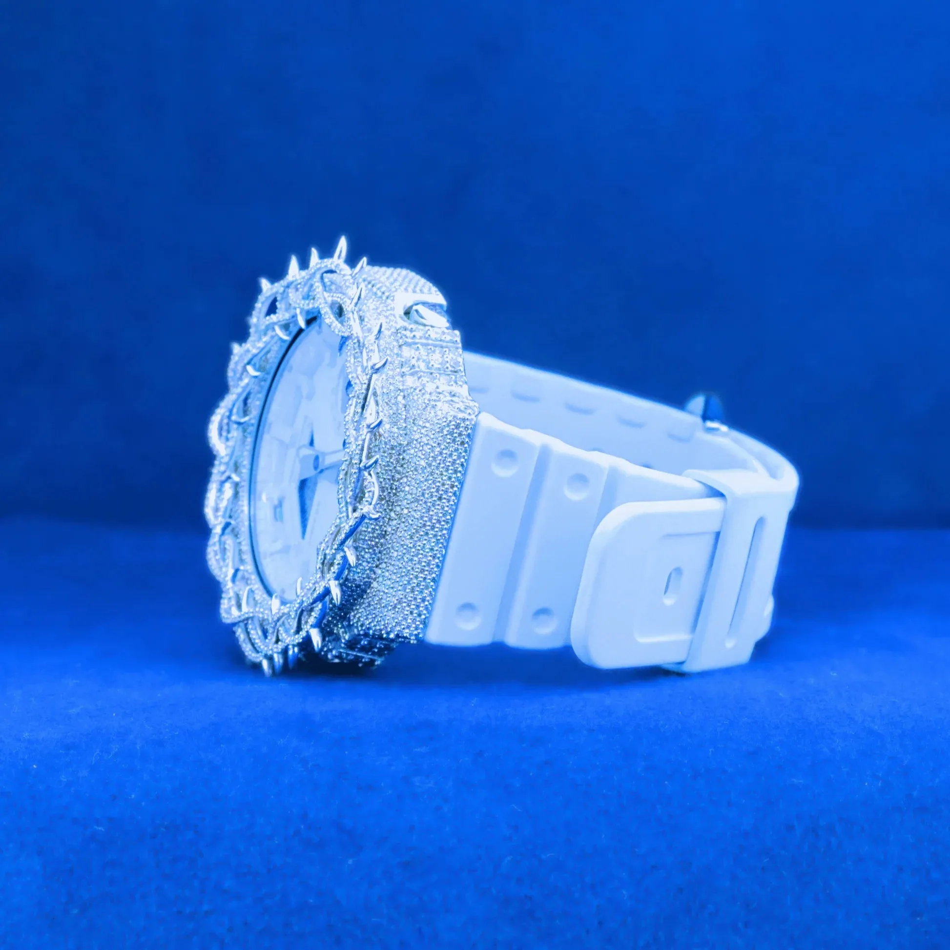 Neon Blue Moissanite G Shock Custom Thorn Watch sold by Master Of Bling product image thumbnail 2