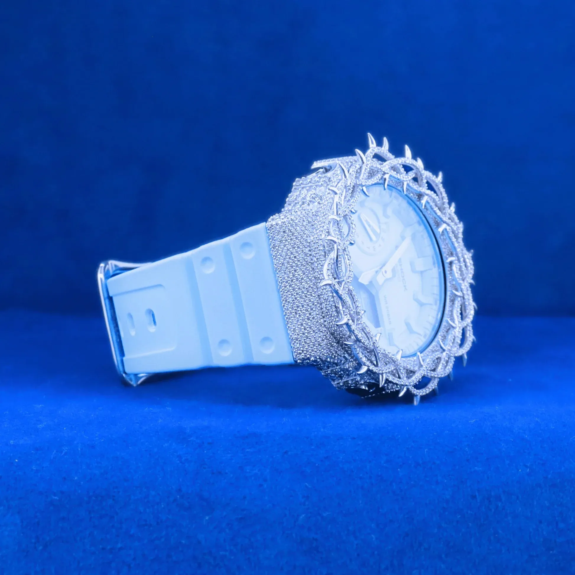 Neon Blue Moissanite G Shock Custom Thorn Watch sold by Master Of Bling product image thumbnail 3