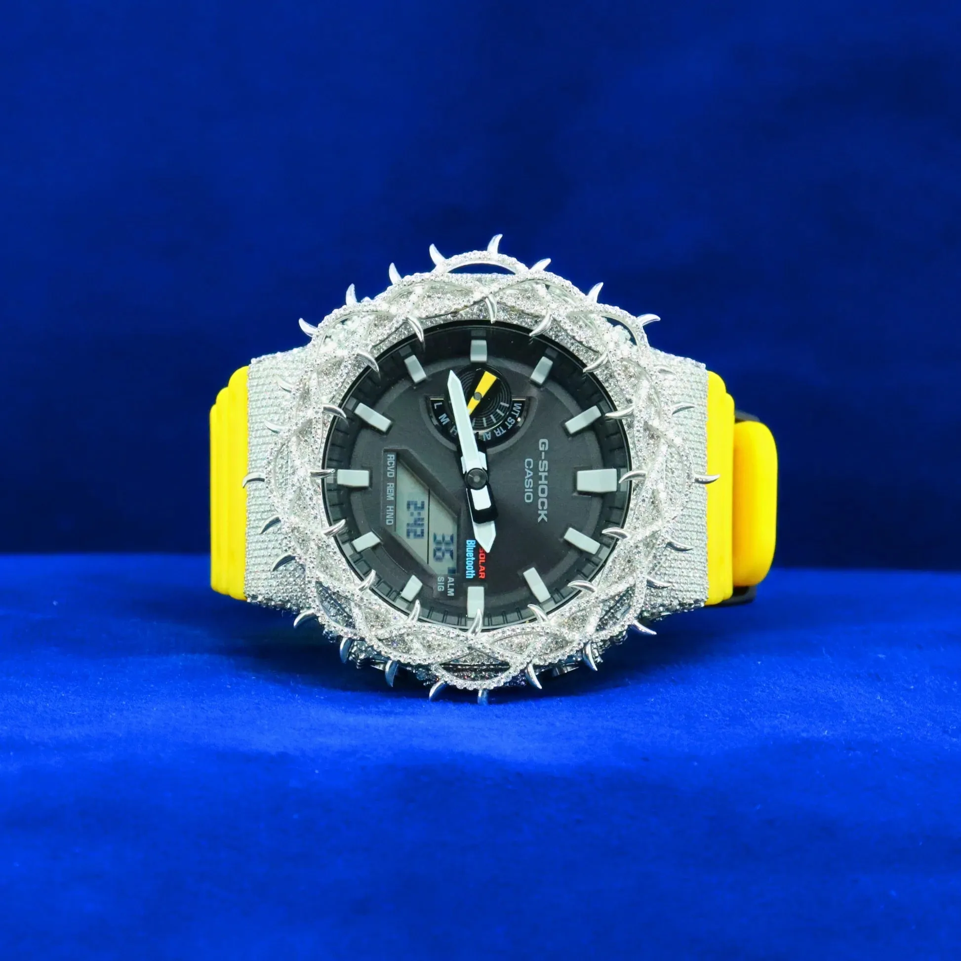 Moissanite Custom Thorn Bezel G-Shock Yellow/Black sold by Master Of Bling
