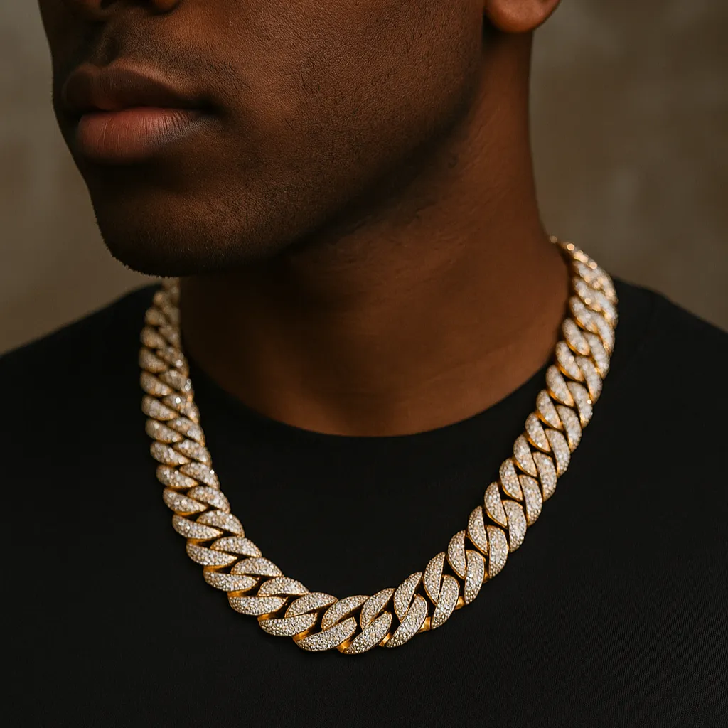 22mm Mosaic Set Cuban Moissanite Chain 925 sold by Master Of Bling product image thumbnail 2