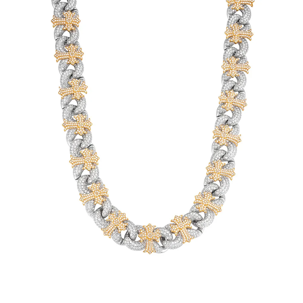 925 Chrome Heart Moissanite Chain 15mm Gold sold by Master Of Bling