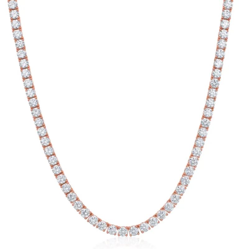 4mm Moissanite Tennis Necklace 925 Silver Rose sold by Master Of Bling