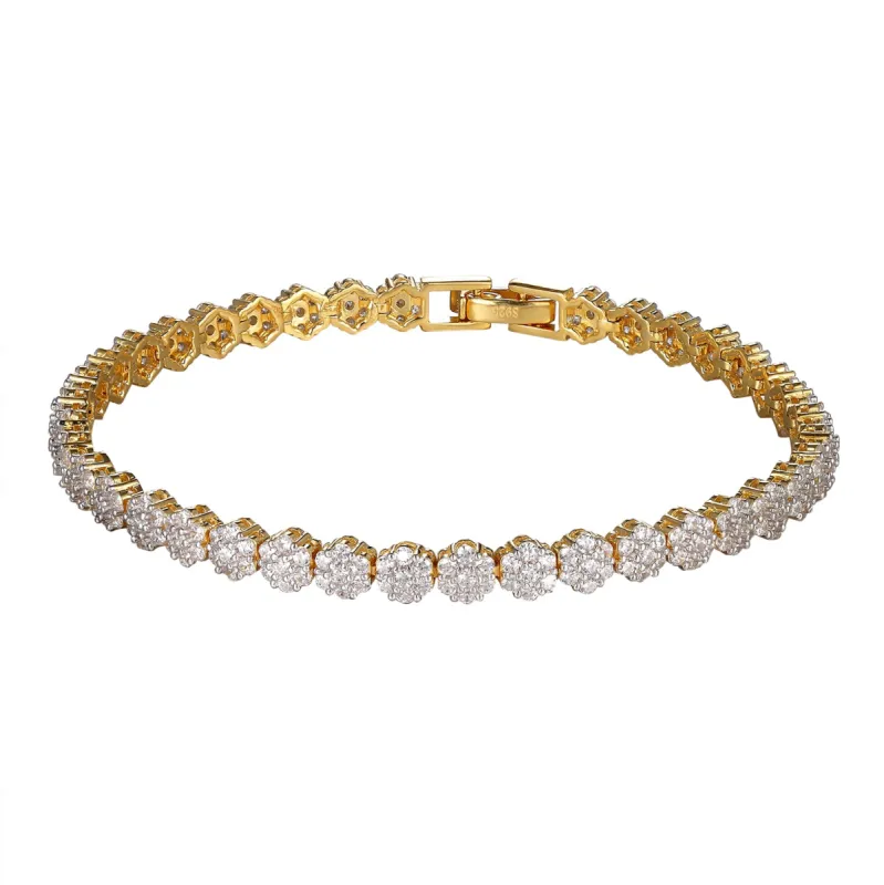 Womens Flower Cluster Sterling Silver Designer Bracelet Gift sold by Master Of Bling