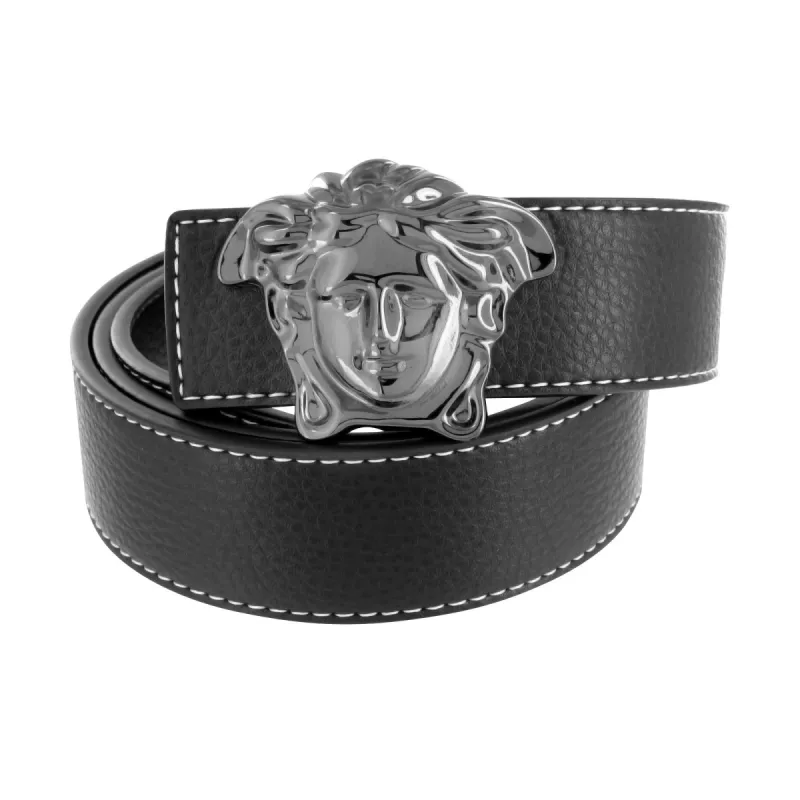 Black Medusa Buckle For Mens With Free Black Leather Belt sold by Master Of Bling