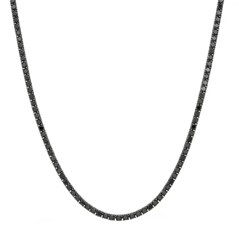 3MM Moissanite Black Diamond 925 Silver One Row Tennis Chain sold by Master Of Bling
