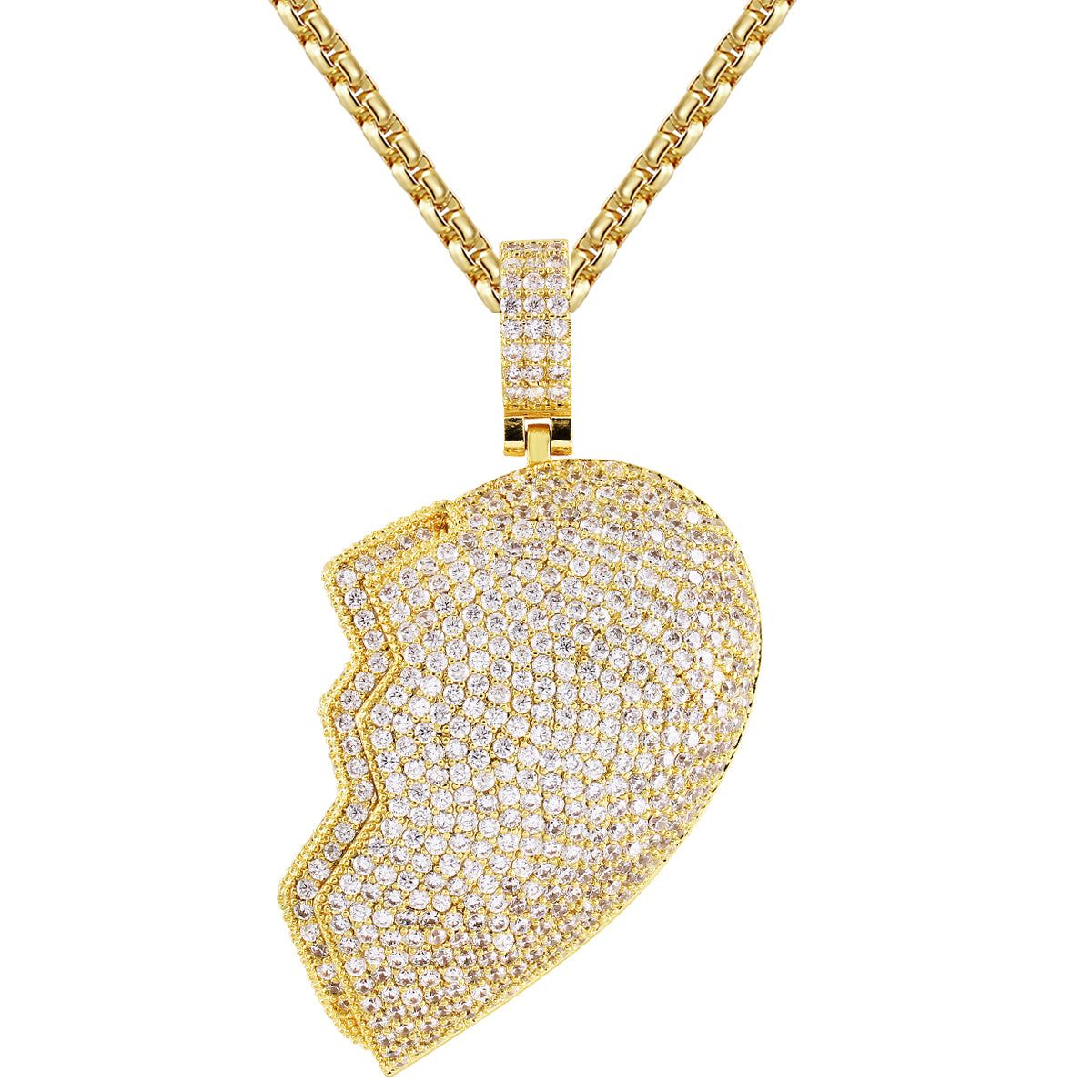 Custom Broken Heart Right Half Bling Rapper Mens Pendant sold by Master Of Bling