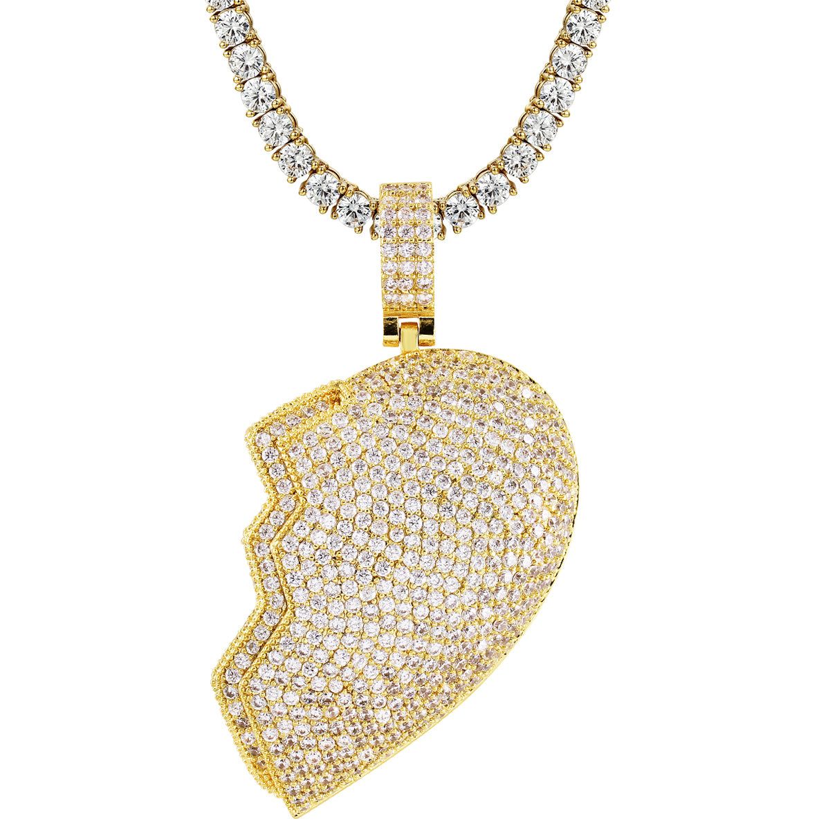 Custom Broken Heart Right Half Bling Rapper Mens Pendant sold by Master Of Bling product image thumbnail 3