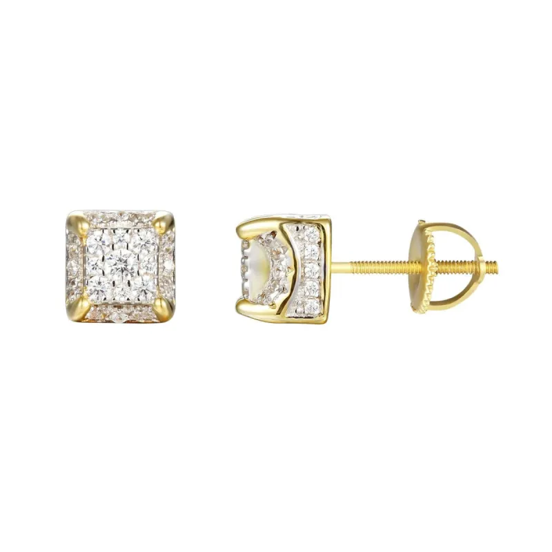 Men's  Solitaire Square Cube Custom Stud Earrings sold by Master Of Bling