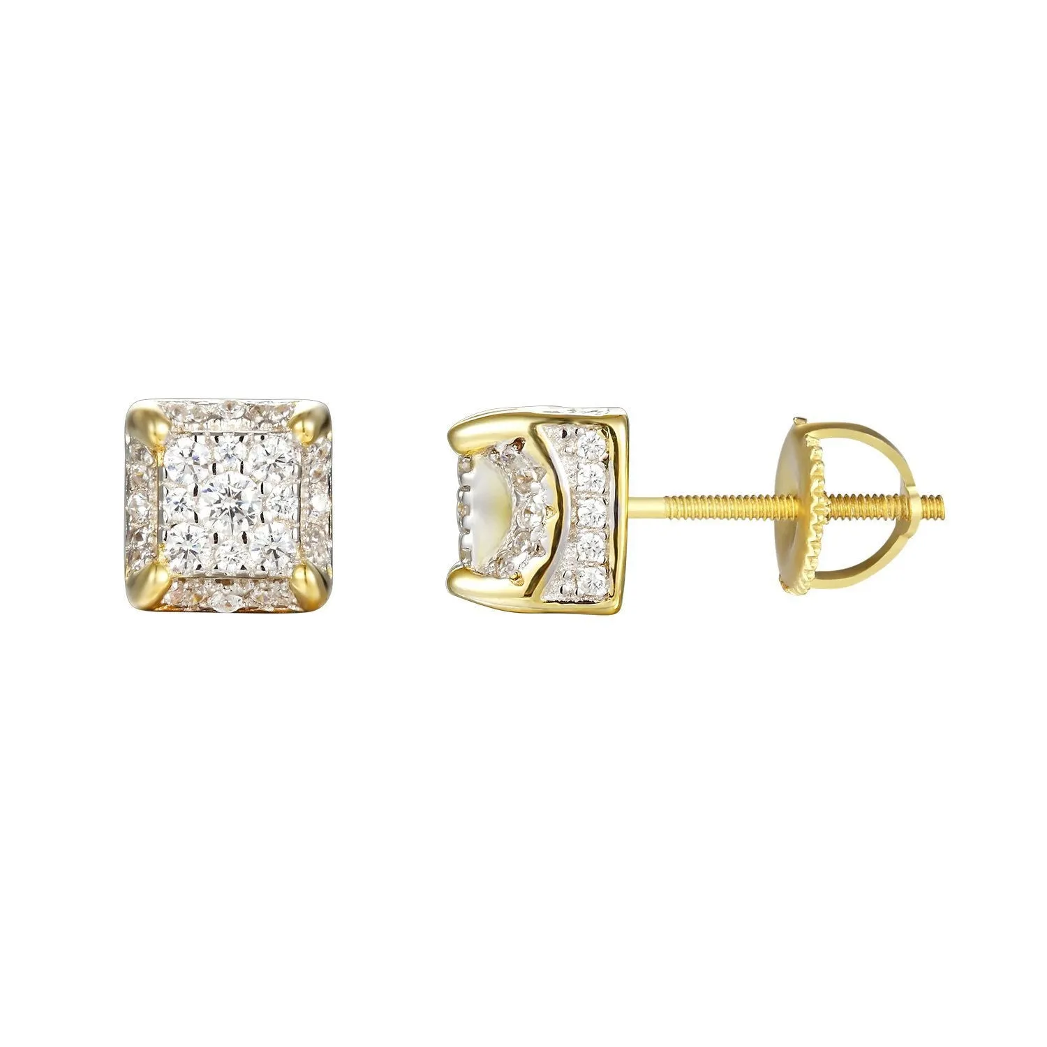 Men's Solitaire Square Cube Custom Stud Earrings sold by Master Of Bling