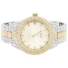 Two Tone Bling Band Bezel Round Face Watch Adjustable Links sold by Master Of Bling