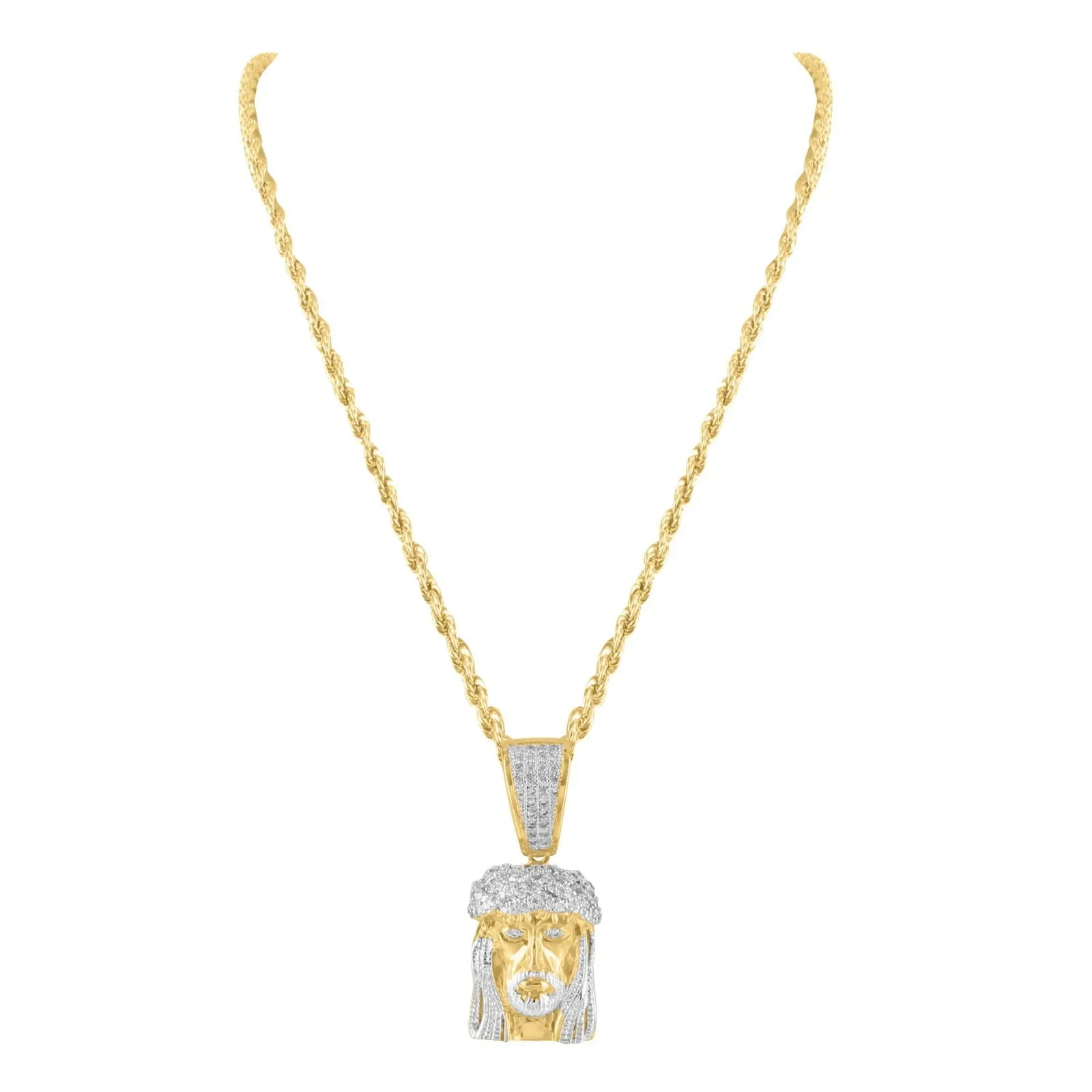 Mens Rapper Bling Two Tone Lab Diamond Jesus Head 3D Pendant Charm Sale sold by Master Of Bling product image thumbnail 2