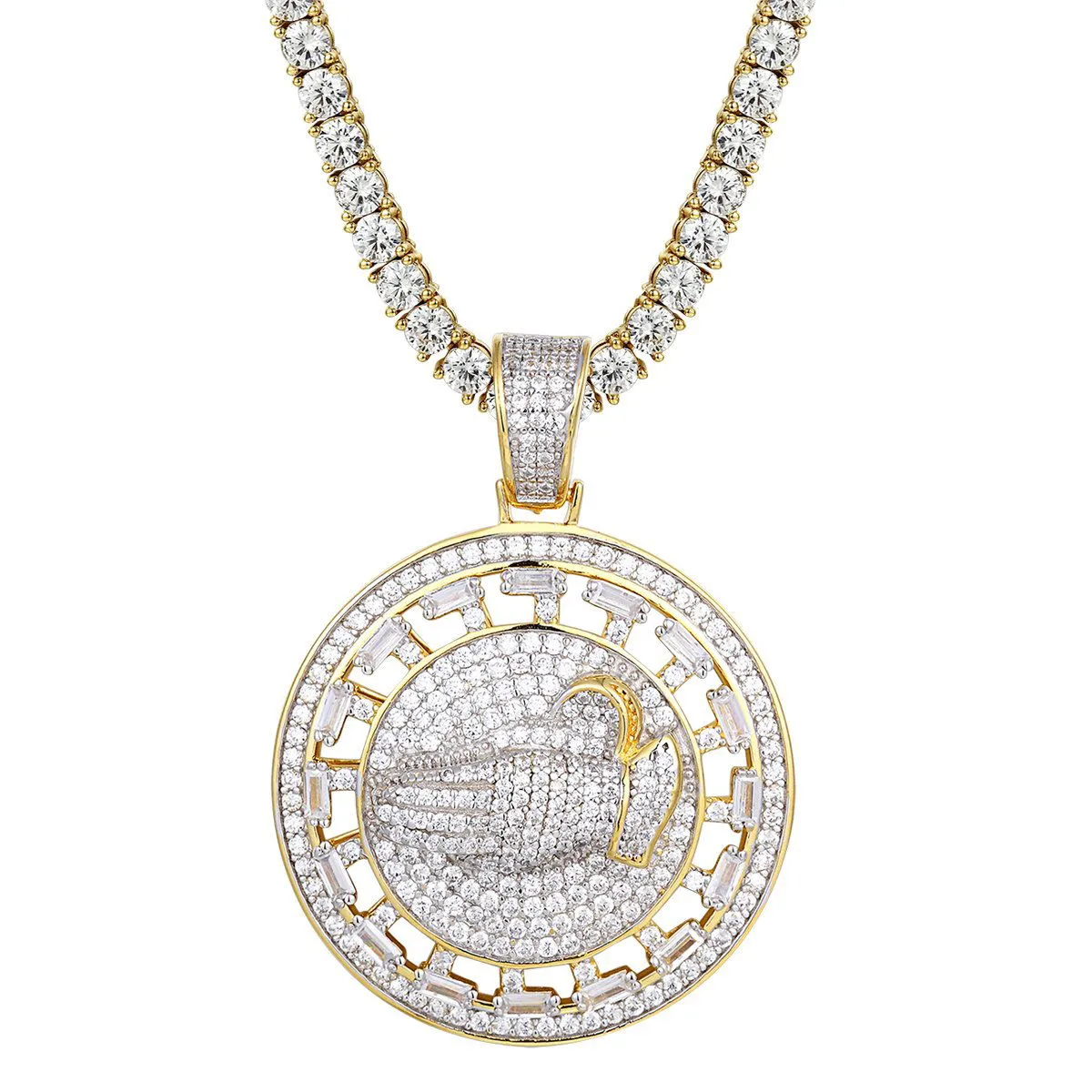 Custom Silver Praying hands Spinner Circle Pendant Set sold by Master Of Bling product image thumbnail 2