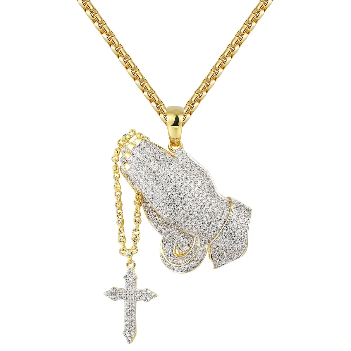 Religious Praying Hands Rosary Pendant Tennis Set sold by Master Of Bling