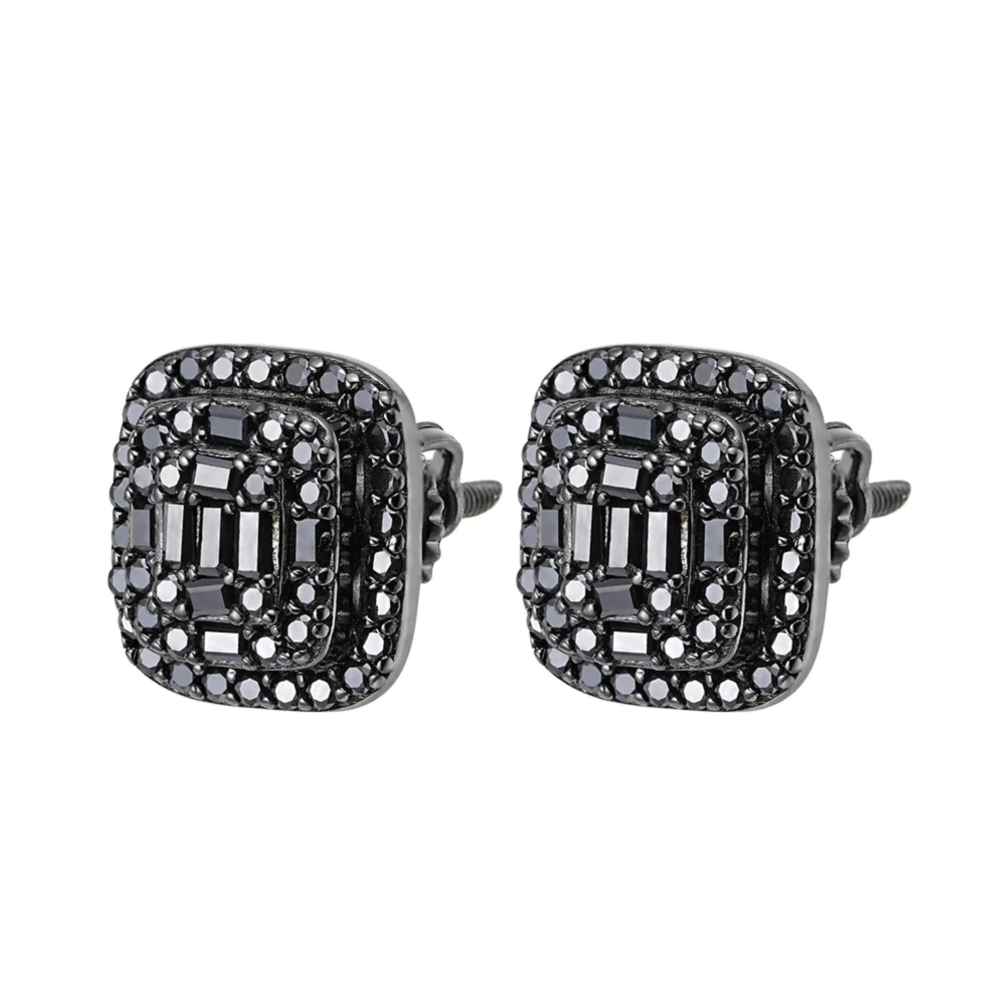 Moissanite Diamond Black Square Earrings Sterling Silver Studs sold by Master Of Bling product image thumbnail 2
