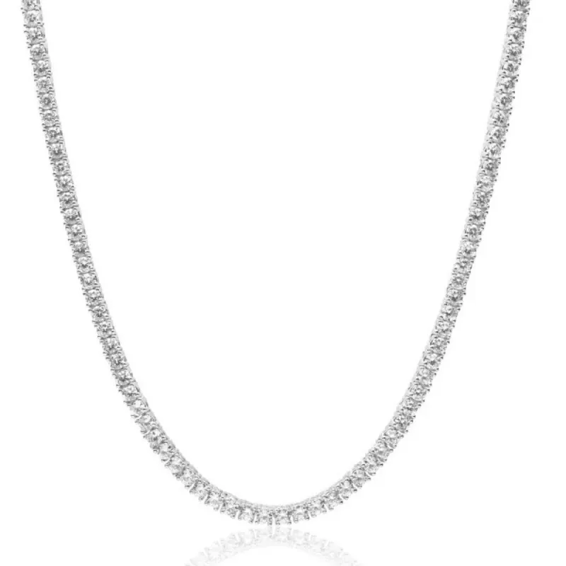 One Row 3mm VVS Moissanite .925 Silver Tennis Chain sold by Master Of Bling