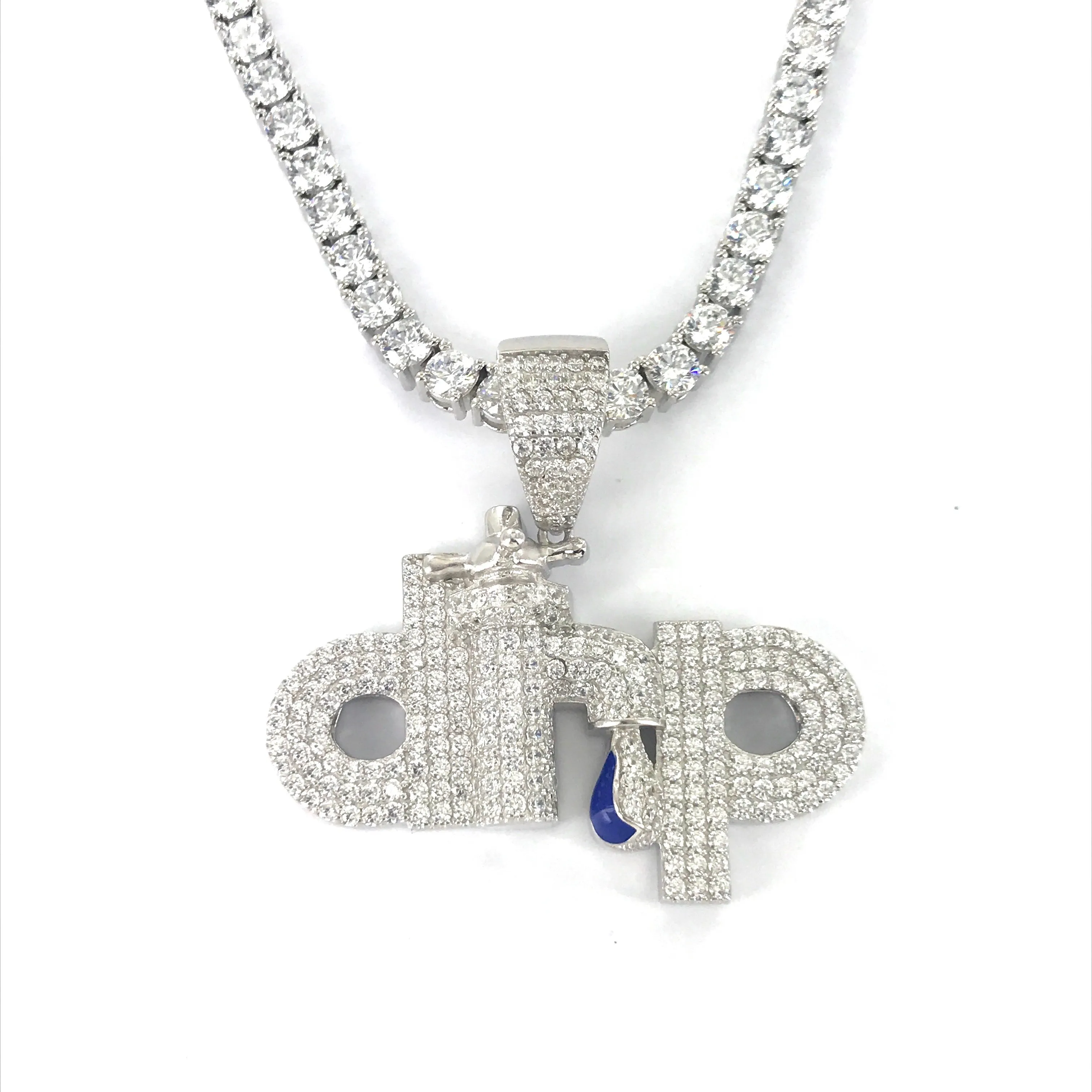 Sterling Silver Drip Tap Icy Micro Pave Pendant Hip Hop sold by Master Of Bling product image thumbnail 2