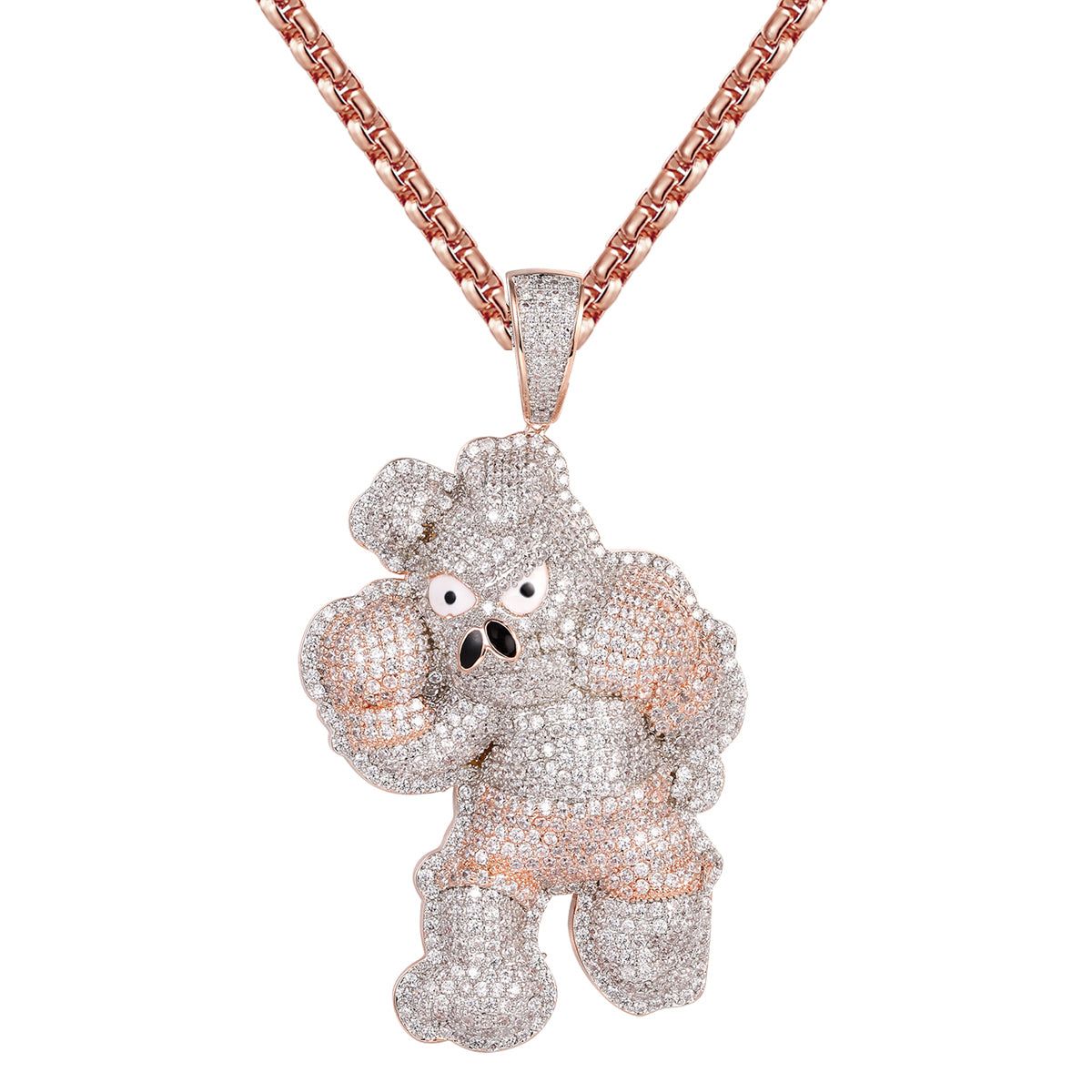 Boxing Pig Rose Gold Finish Hip Hop Animal Pendant Chain sold by Master Of Bling