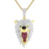 Men's Roaring Wolf Fierce Animal Silver Pendant Chain sold by Master Of Bling