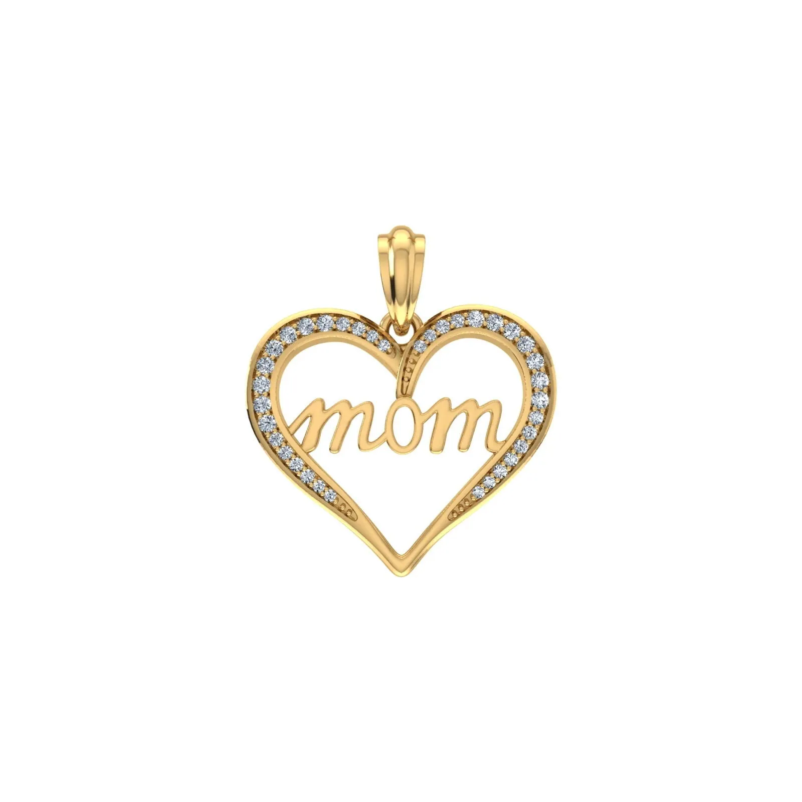Mom Heart Pendant 10K Gold Real Diamond Charm Gift Womens sold by Master Of Bling