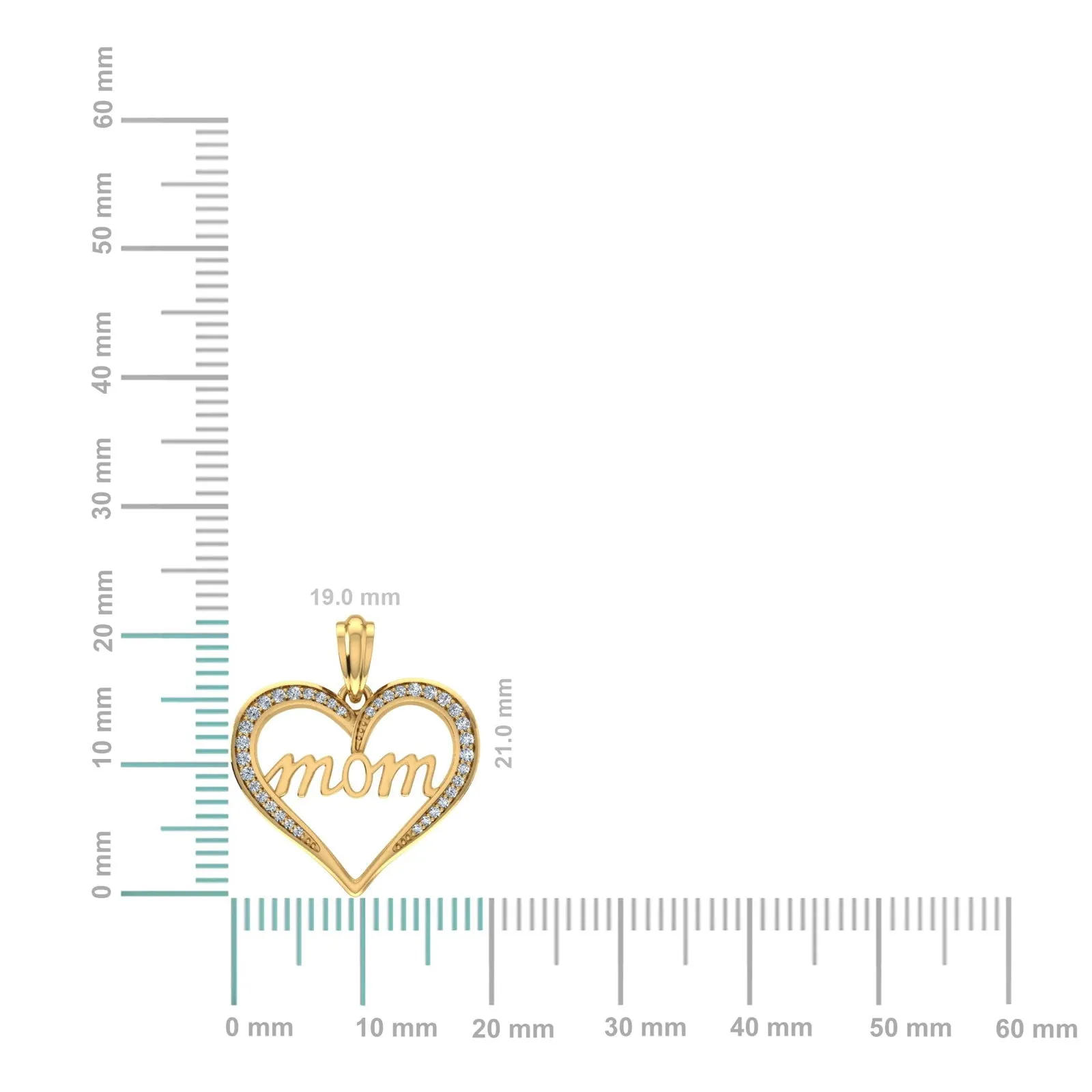 Mom Heart Pendant 10K Gold Real Diamond Charm Gift Womens sold by Master Of Bling product image thumbnail 2