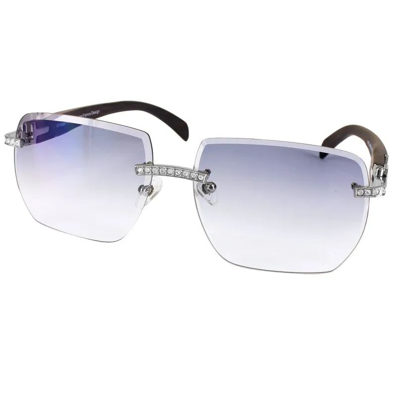 Mens Wooden Frame Iced Out Metal Band Designer Sunglasses sold by Master Of Bling