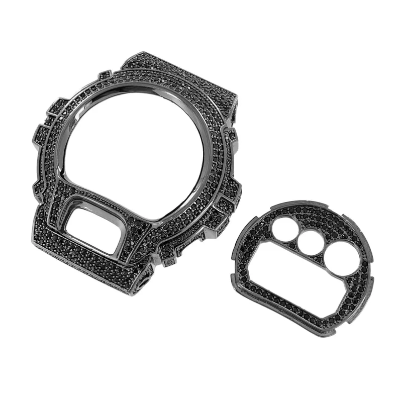 Black Finish G Shock DW6900 Custom Bezel & Plate Combo sold by Master Of Bling