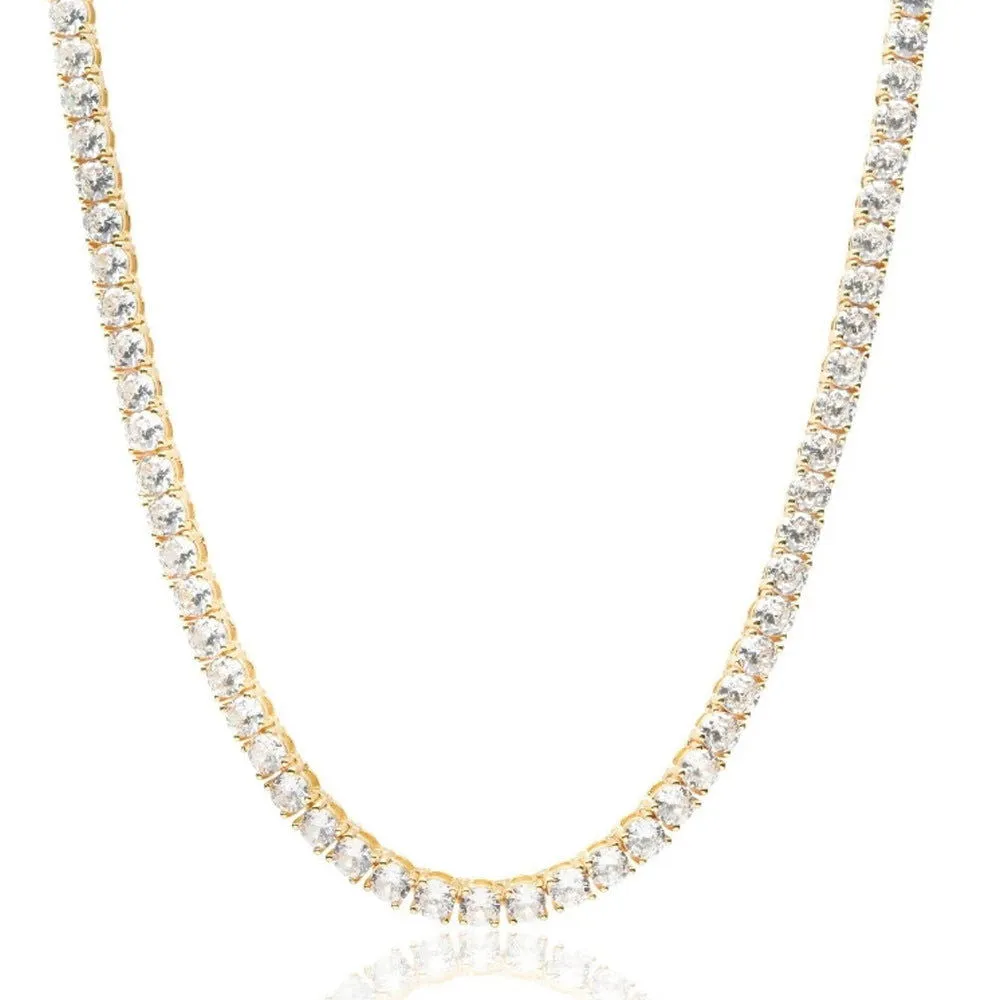 One Row 4MM VVS Moissanite 14k Gold Tone .925 Tennis Chain sold by Master Of Bling