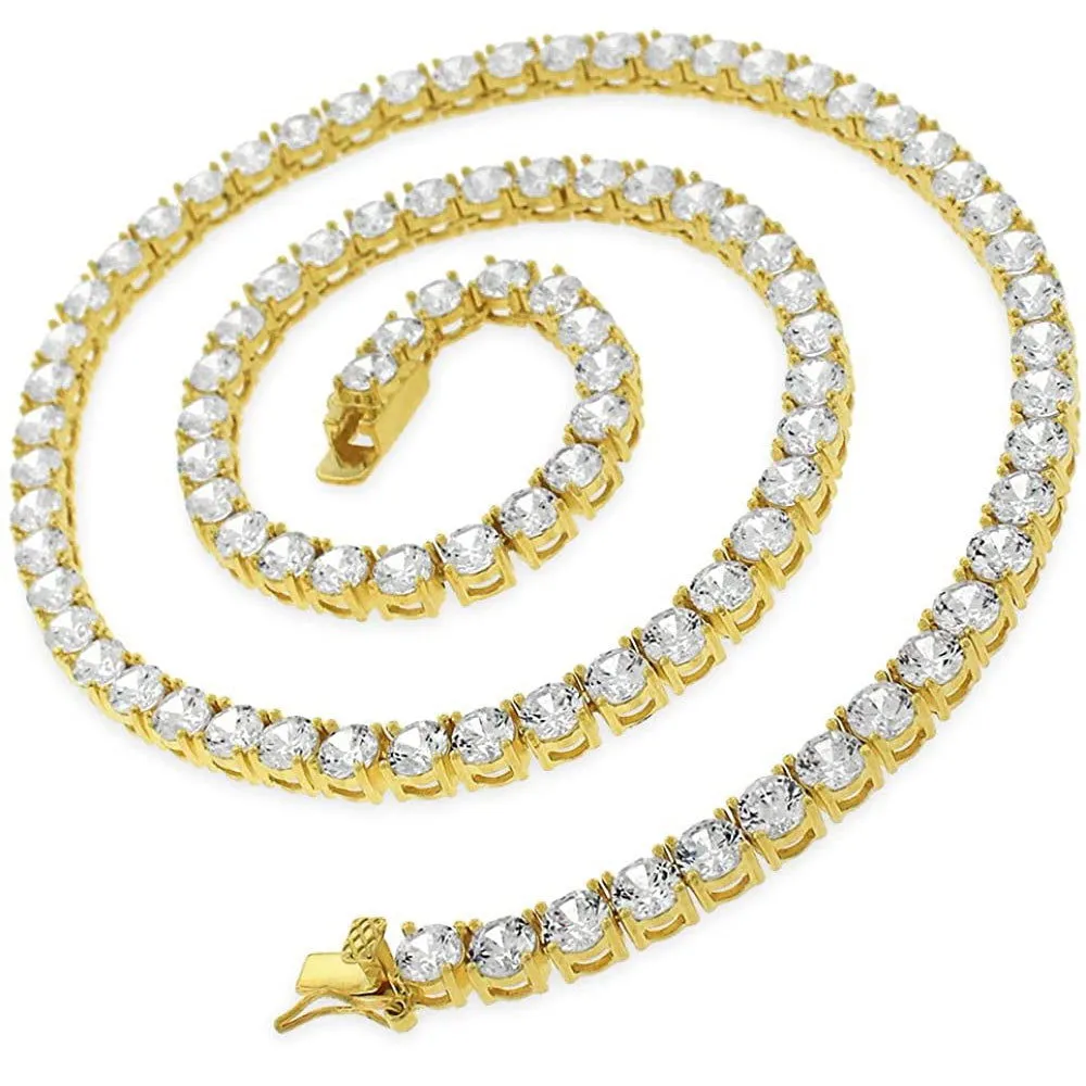 One Row 4MM VVS Moissanite 14k Gold Tone .925 Tennis Chain sold by Master Of Bling product image thumbnail 2