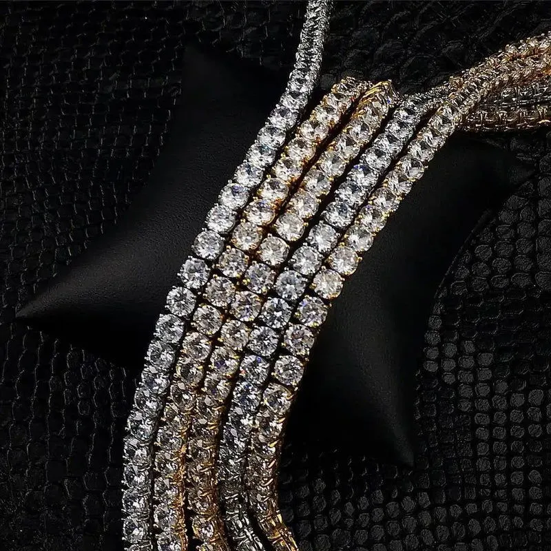 One Row 4MM VVS Moissanite 14k Gold Tone .925 Tennis Chain sold by Master Of Bling product image thumbnail 4