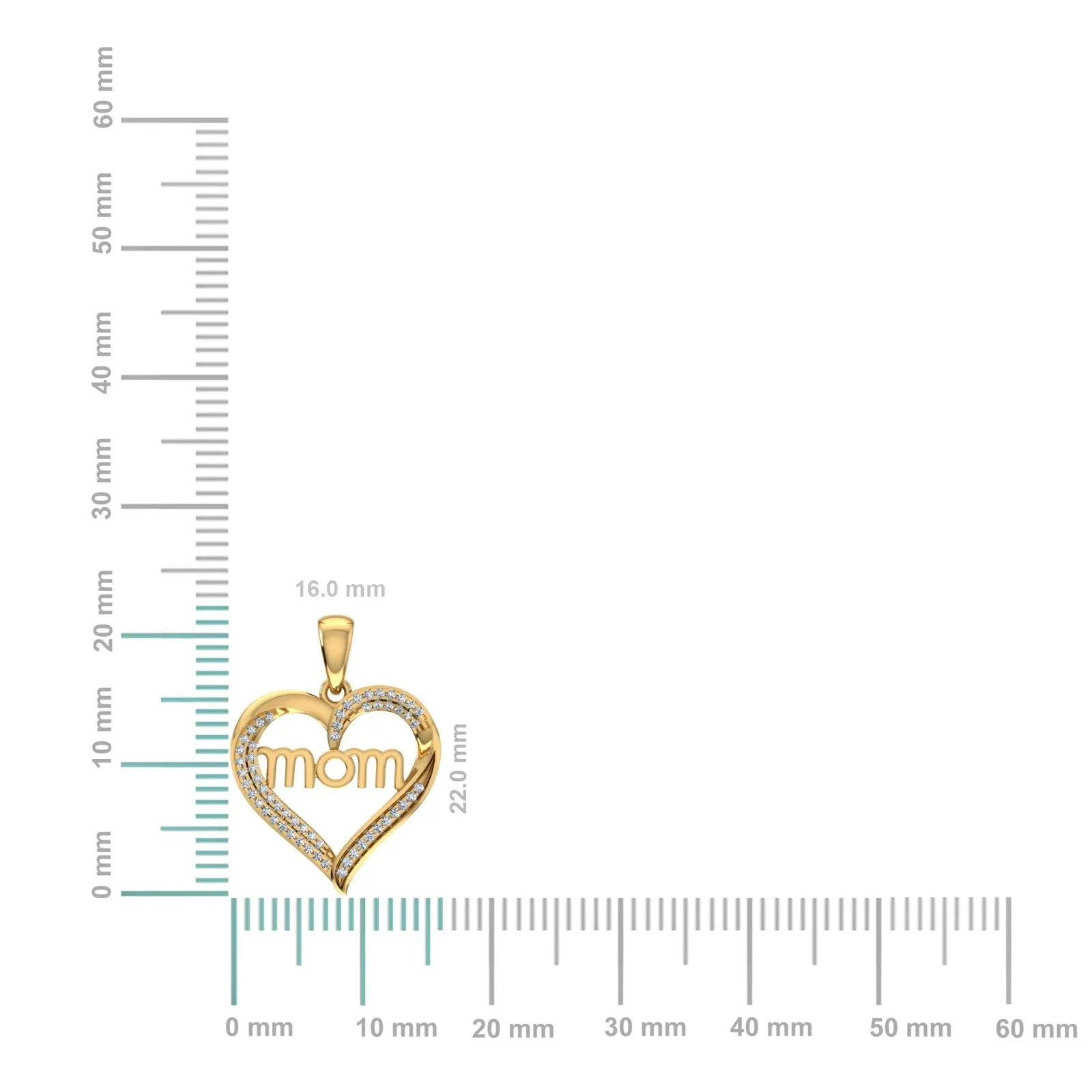 Diamond Heart Pendant Mom 10K Gold Charm Gift Womens Gift sold by Master Of Bling product image thumbnail 2